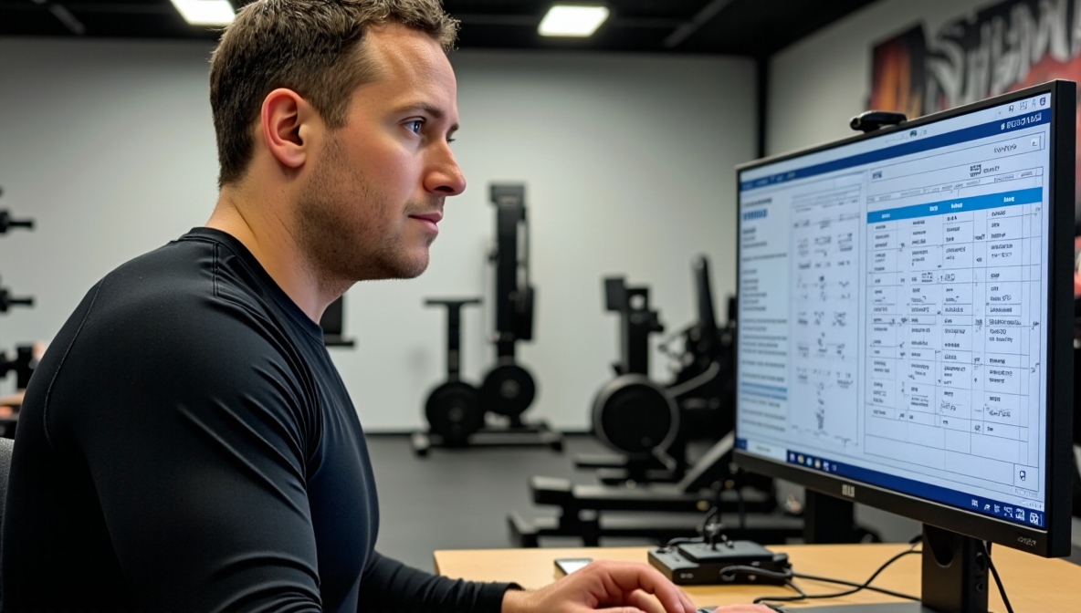 Alexander Engel bei der Erstellung eines Trainingsplans (KI-generiertes Bild)